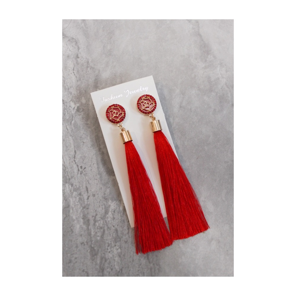 Red Tassel Earrings